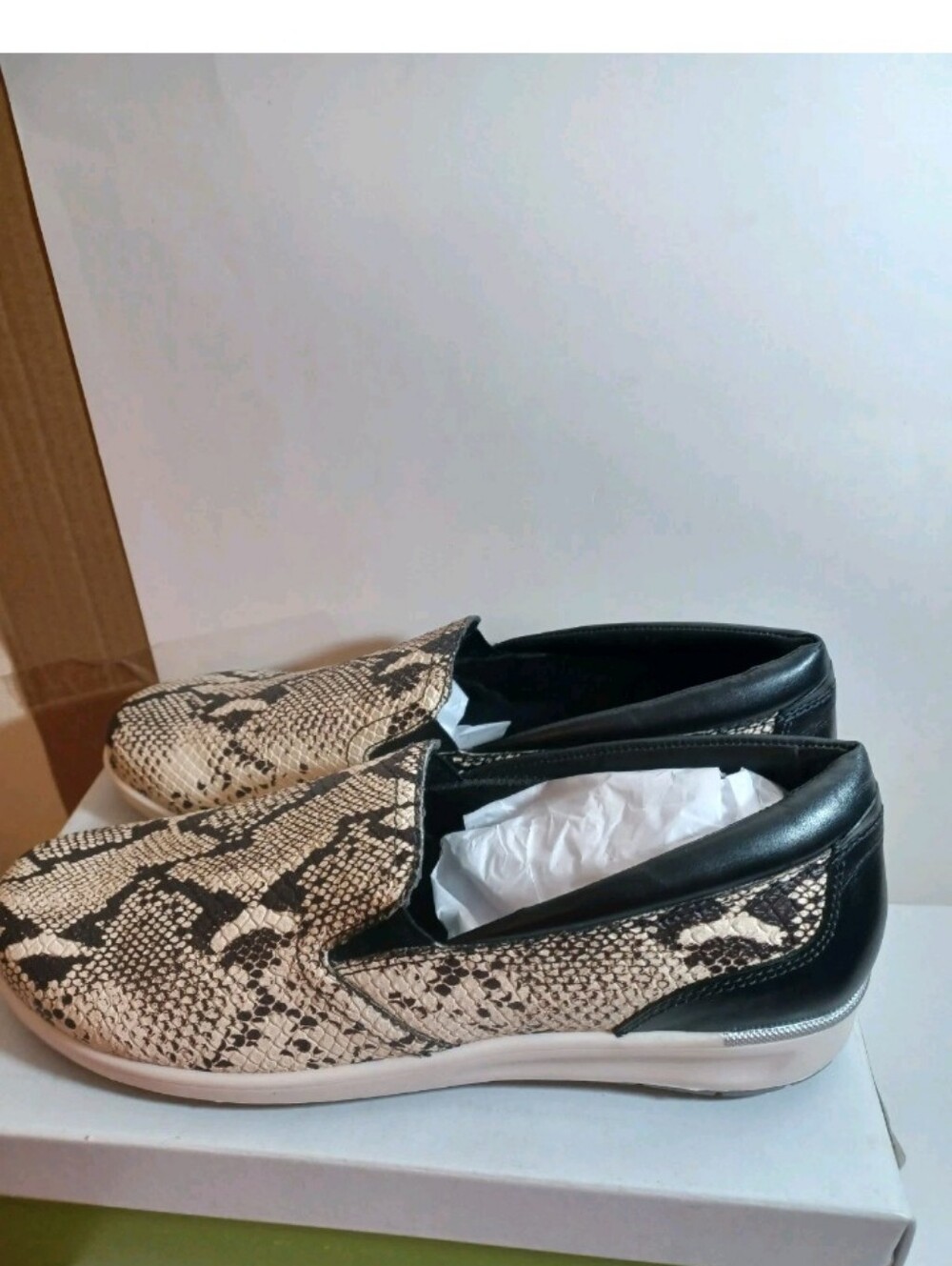 Walking Cradles Orleans Slip-On Animal Print Sneakers - Black & Cream